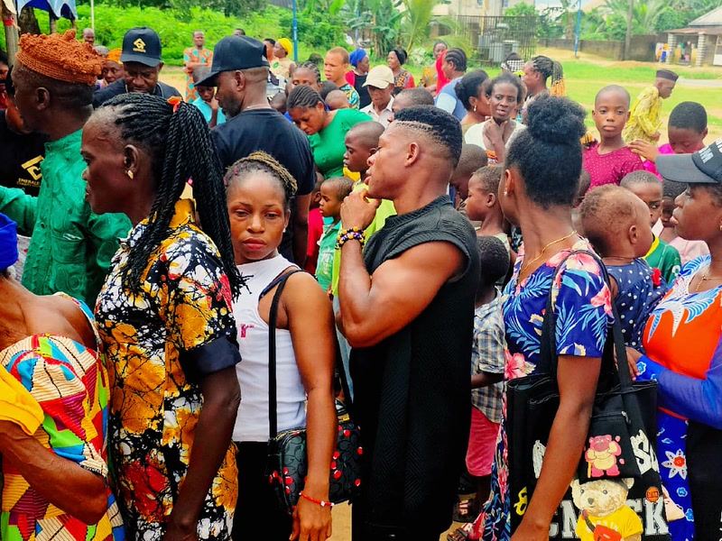 Residents gathering for the free eye exam and giveaway in Uyo, Akwa Ibom State